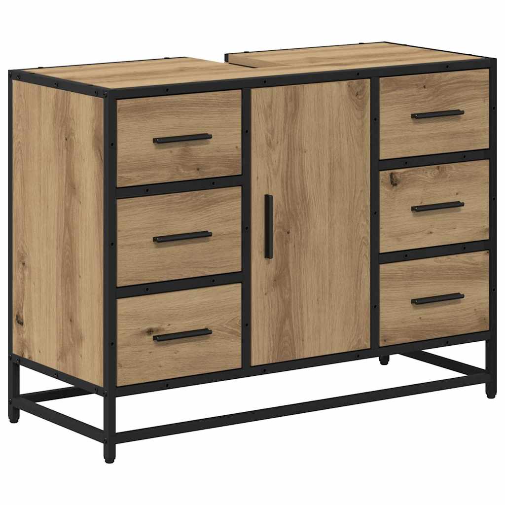 Badezimmermöbel-Set mit Regal 4 pcs Artisan-Eiche Holzwerkstoff