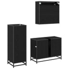 Badezimmermöbel-Set 3 pcs Schwarz Eichen-Optik Holzwerkstoff