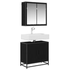 Badezimmermöbel-Set 2 pcs Schwarz Eichen-Optik Holzwerkstoff