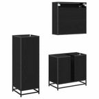 Badezimmermöbel-Set 3 pcs Schwarz Eichen-Optik Holzwerkstoff