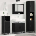 Badezimmermöbel-Set 4 pcs Schwarz Eichen-Optik Holzwerkstoff