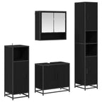 Badezimmermöbel-Set 4 pcs Schwarz Eichen-Optik Holzwerkstoff