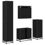 Badezimmermöbel-Set 4 pcs Schwarz Eichen-Optik Holzwerkstoff