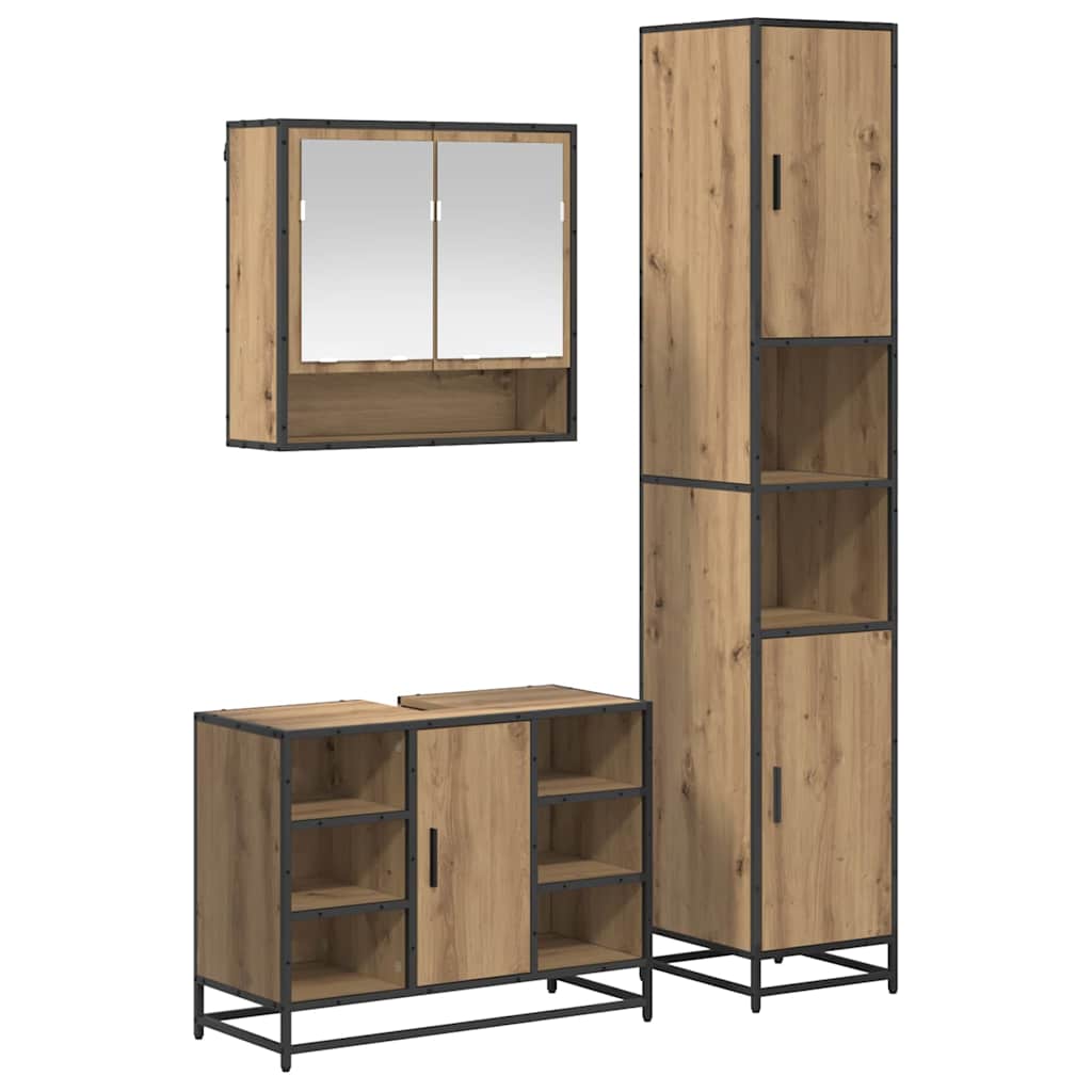 Badezimmermöbel-Set mit Regal 3 pcs Artisan-Eiche Holzwerkstoff