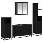 Badezimmermöbel-Set 4 pcs Schwarz Eichen-Optik Holzwerkstoff