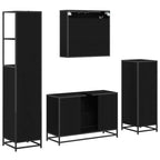 Badezimmermöbel-Set 4 pcs Schwarz Eichen-Optik Holzwerkstoff