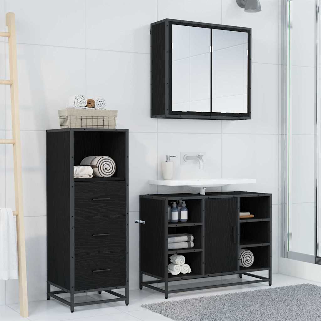 Badezimmermöbel-Set mit Schubladen 3 pcs Altholz Holzwerkstoff