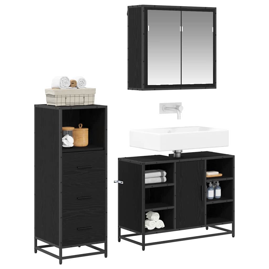 Badezimmermöbel-Set mit Schubladen 3 pcs Altholz Holzwerkstoff