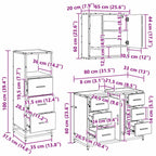 Badezimmermöbel-Set mit Schubladen 3 pcs Altholz Holzwerkstoff