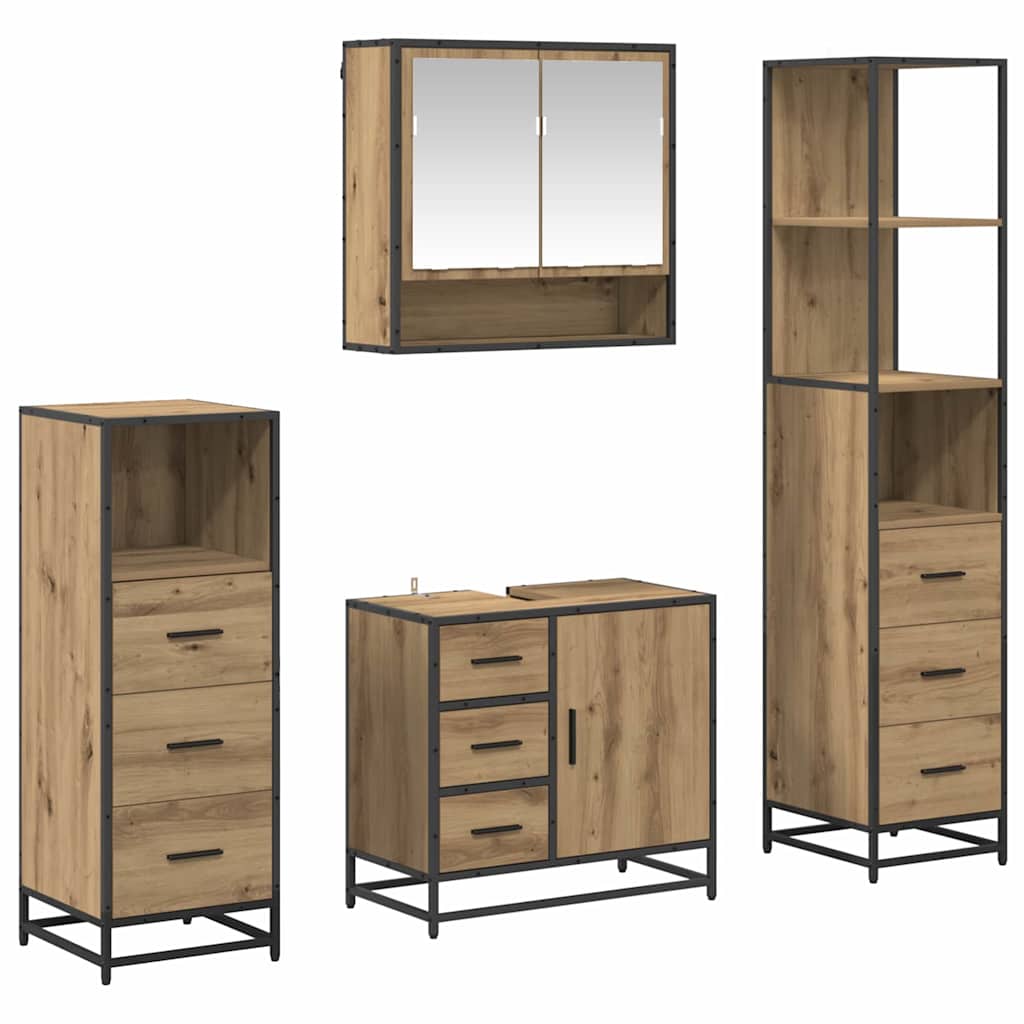 Badezimmermöbel-Set mit Regal 4 pcs Artisan-Eiche Holzwerkstoff