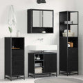 Badezimmermöbel-Set 3 pcs Schwarz Eichen-Optik Holzwerkstoff