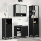 Badezimmermöbel-Set 3 pcs Schwarz Eichen-Optik Holzwerkstoff