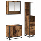 Badezimmermöbel-Set mit Schubladen 3 pcs Altholz Holzwerkstoff