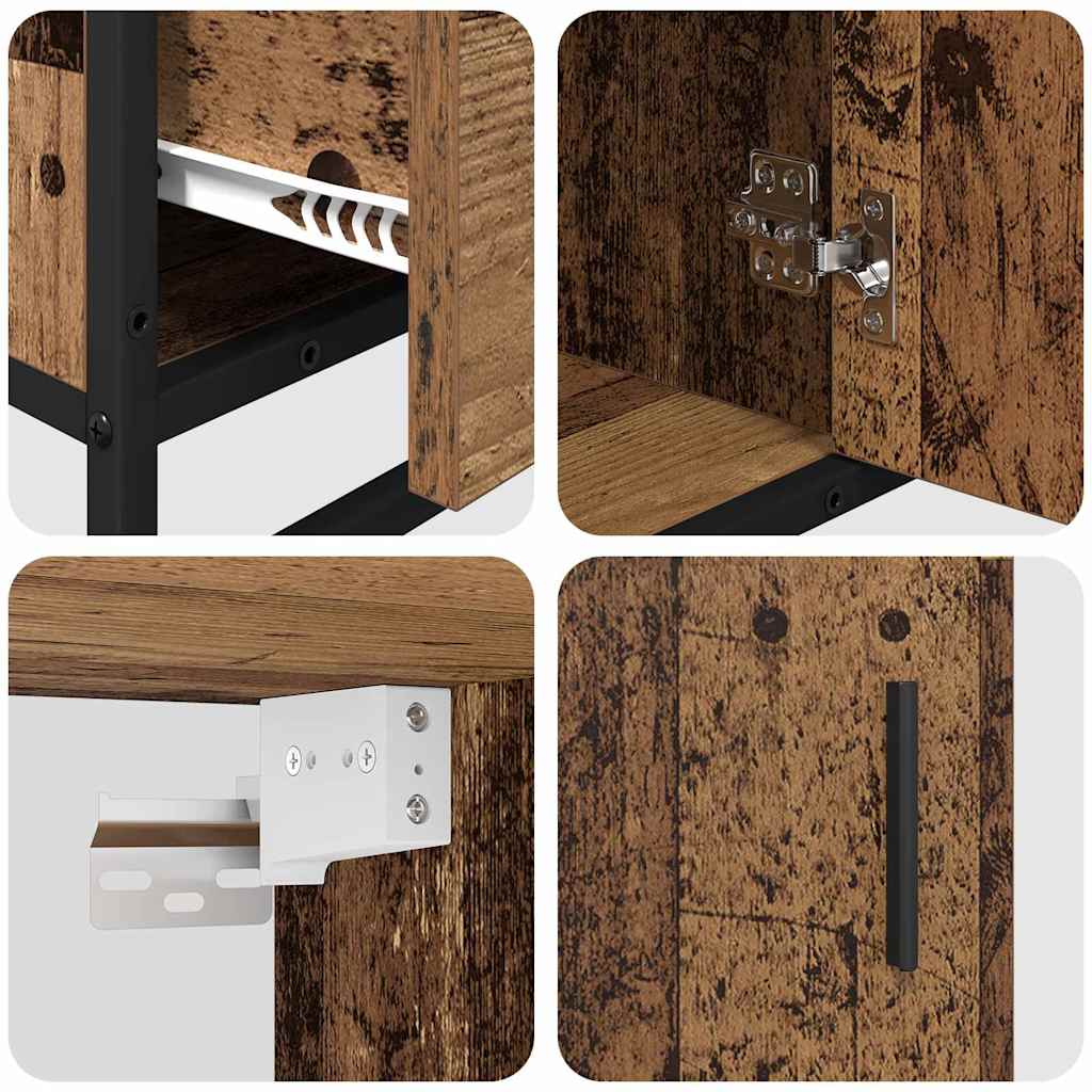 Badezimmermöbel-Set mit Schubladen 3 pcs Altholz Holzwerkstoff