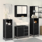 Badezimmermöbel-Set 3 pcs Schwarz Eichen-Optik Holzwerkstoff