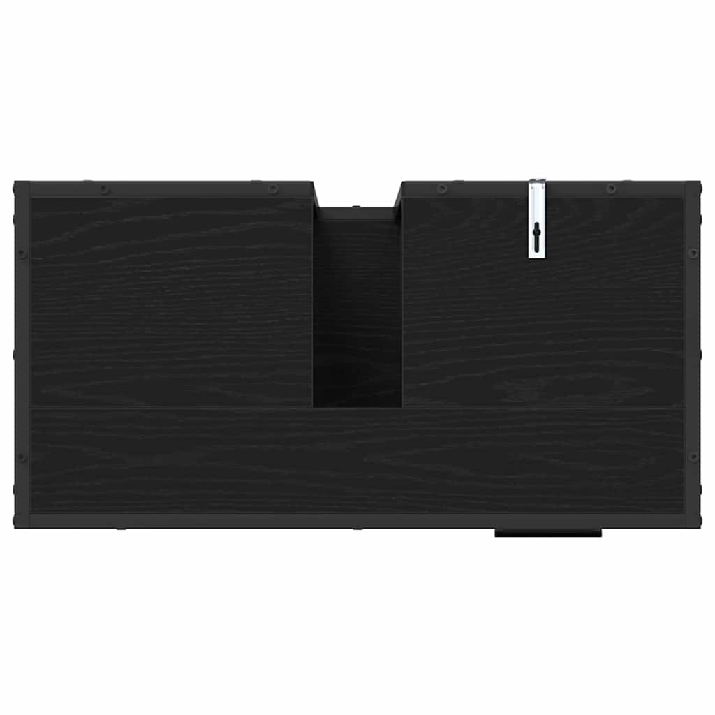 Badezimmermöbel-Set 3 pcs Schwarz Eichen-Optik Holzwerkstoff