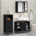 Badezimmermöbel-Set 3 pcs Schwarz Eichen-Optik Holzwerkstoff
