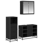 Badezimmermöbel-Set 3 pcs Schwarz Eichen-Optik Holzwerkstoff