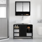 Badezimmermöbel-Set 2 pcs Schwarz Eichen-Optik Holzwerkstoff