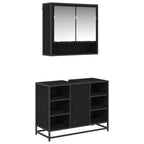 Badezimmermöbel-Set 2 pcs Schwarz Eichen-Optik Holzwerkstoff