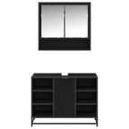 Badezimmermöbel-Set 2 pcs Schwarz Eichen-Optik Holzwerkstoff