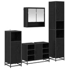 Badezimmermöbel-Set 4 pcs Schwarz Eichen-Optik Holzwerkstoff