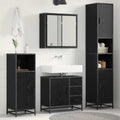 Badezimmermöbel-Set 3 pcs Schwarz Eichen-Optik Holzwerkstoff