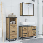 Badezimmermöbel-Set mit Regal 3 pcs Artisan-Eiche Holzwerkstoff