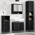 Badezimmermöbel-Set 3 pcs Schwarz Eichen-Optik Holzwerkstoff