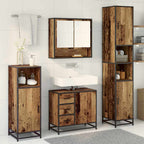Badezimmermöbel-Set mit Schubladen 3 pcs Altholz Holzwerkstoff