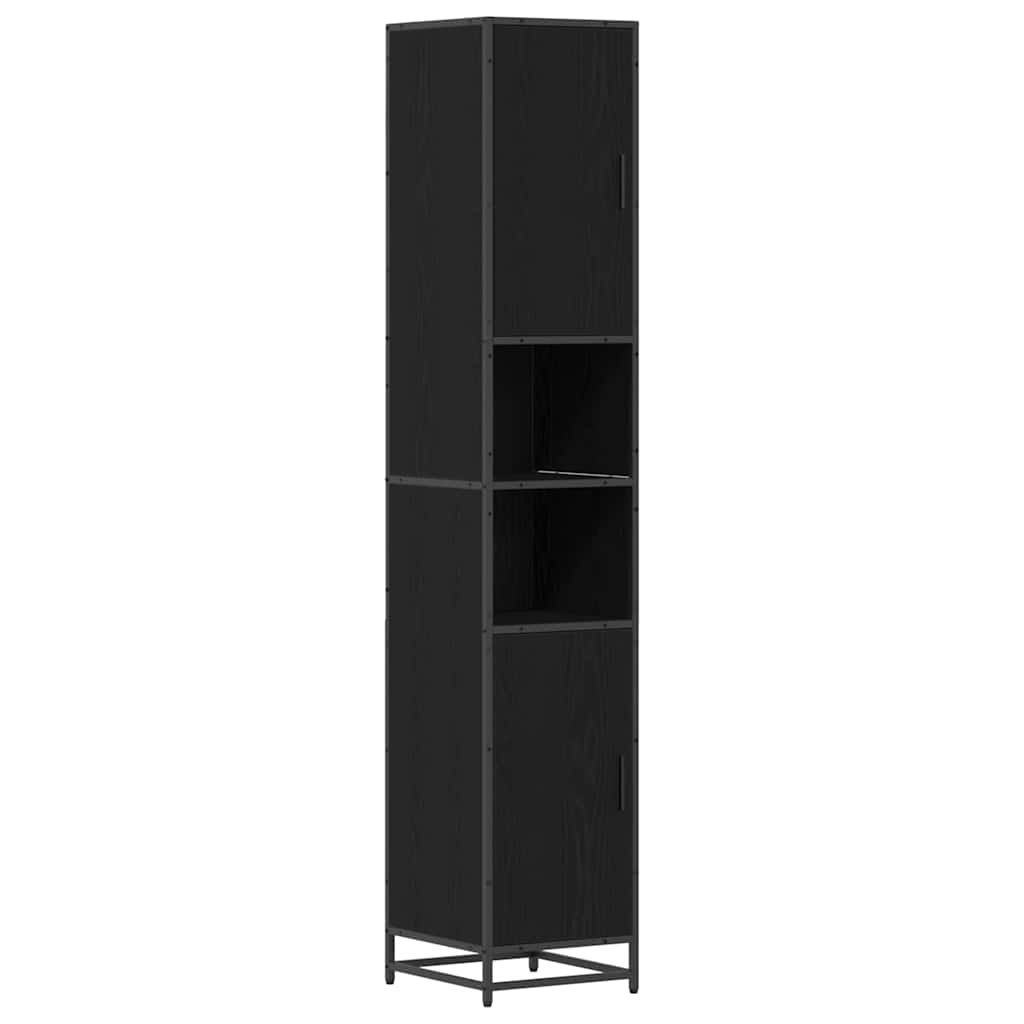 Badezimmermöbel-Set 3 pcs Schwarz Eichen-Optik Holzwerkstoff