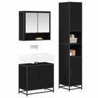 Badezimmermöbel-Set 3 pcs Schwarz Eichen-Optik Holzwerkstoff