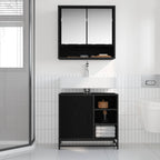 Badezimmermöbel-Set 2 pcs Schwarz Eichen-Optik Holzwerkstoff
