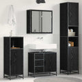 Badezimmermöbel-Set 4 pcs Schwarz Eichen-Optik Holzwerkstoff