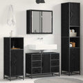 Badezimmermöbel-Set 3 pcs Schwarz Eichen-Optik Holzwerkstoff
