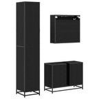 Badezimmermöbel-Set 3 pcs Schwarz Eichen-Optik Holzwerkstoff