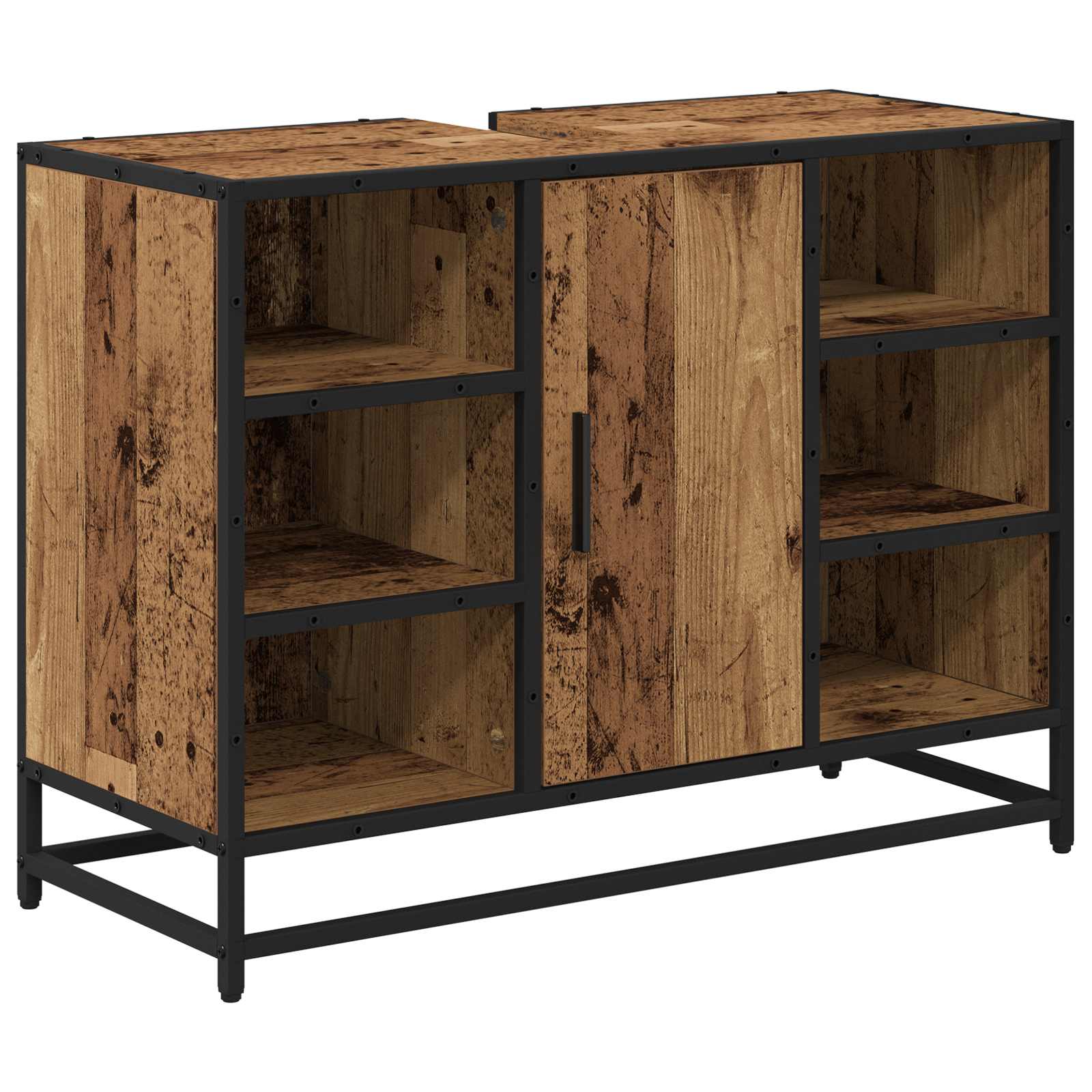 Badezimmermöbel-Set mit Schubladen 3 pcs Altholz Holzwerkstoff