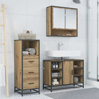 Badezimmermöbel-Set mit Regal 3 pcs Artisan-Eiche Holzwerkstoff