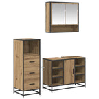 Badezimmermöbel-Set mit Regal 3 pcs Artisan-Eiche Holzwerkstoff