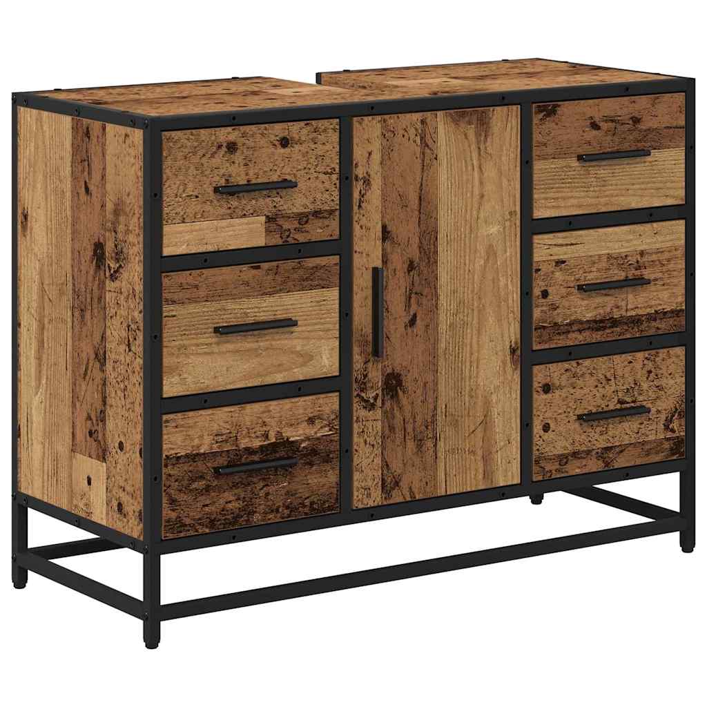 Badezimmermöbel Set mit Schubladen 4 pcs Altholz Holzwerkstoff
