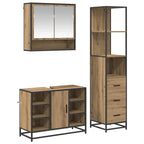 Badezimmermöbel-Set mit Regal 3 pcs Artisan-Eiche Holzwerkstoff