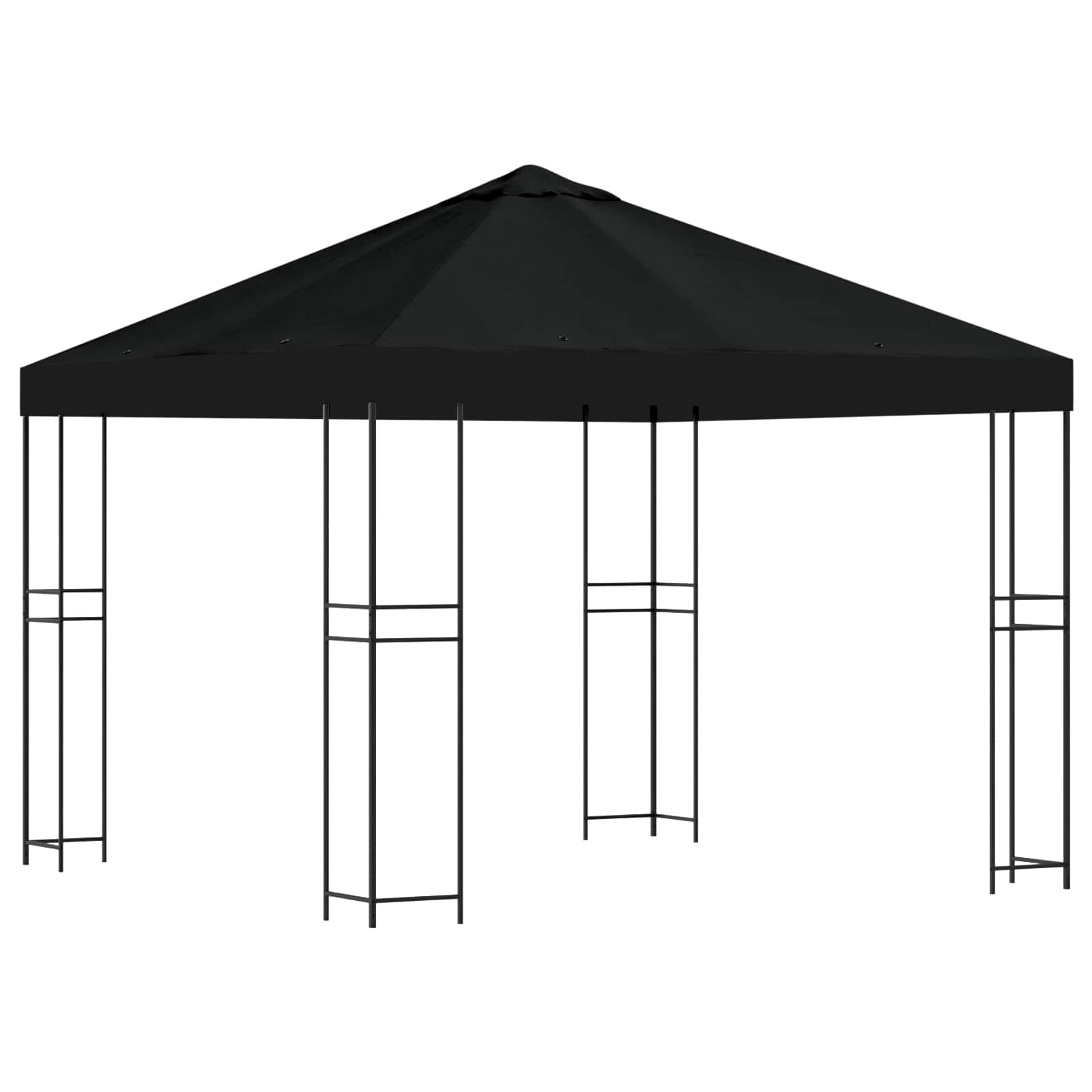 Pavillon 3 x 3 m Schwarz Polyester und Stahl 190 gsm