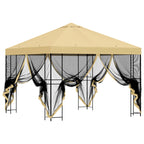 Garten Pavillon mit Seitenwänden 3 x 3 m Creme