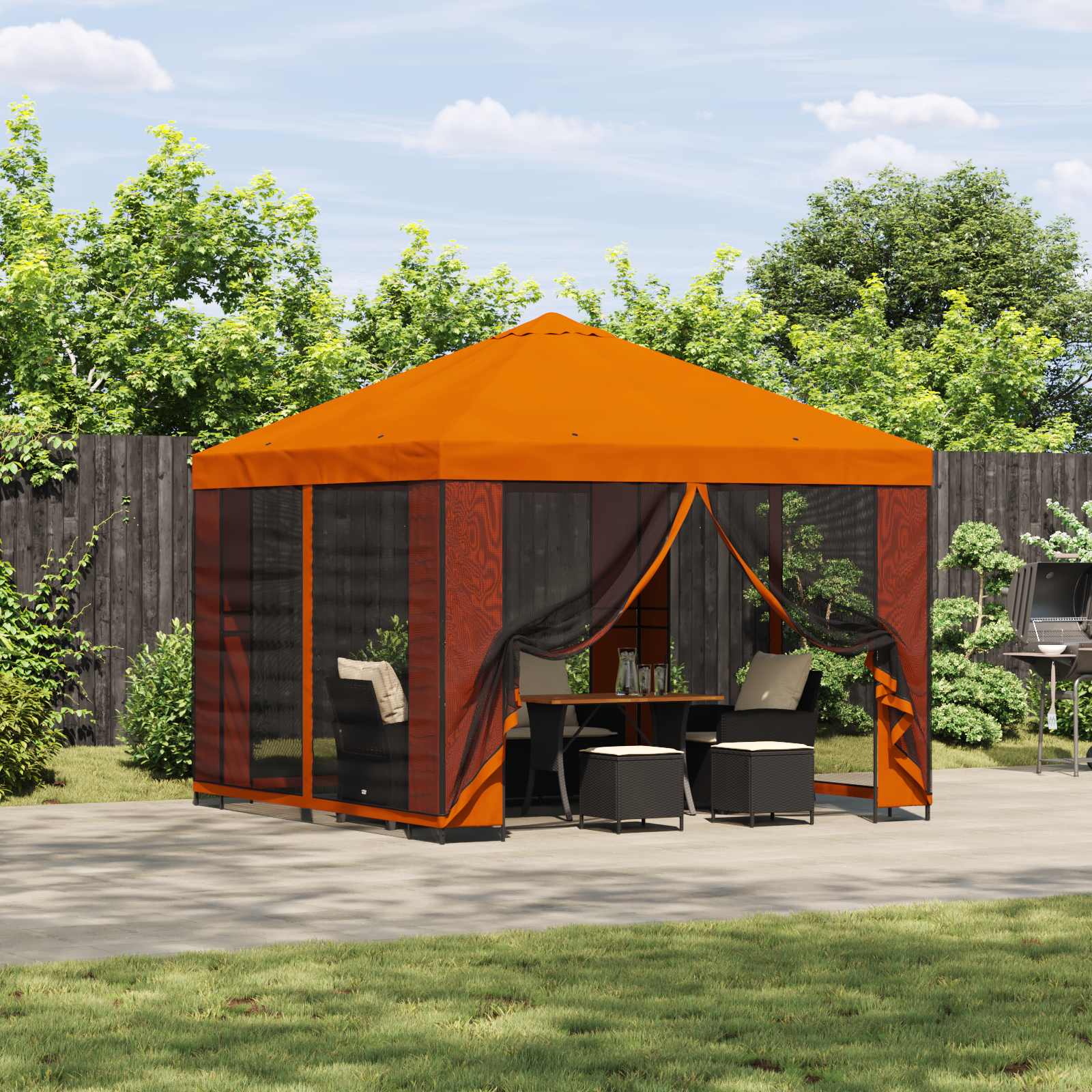 Garten Pavillon mit Seitenwänden 3 x 3 m Orange