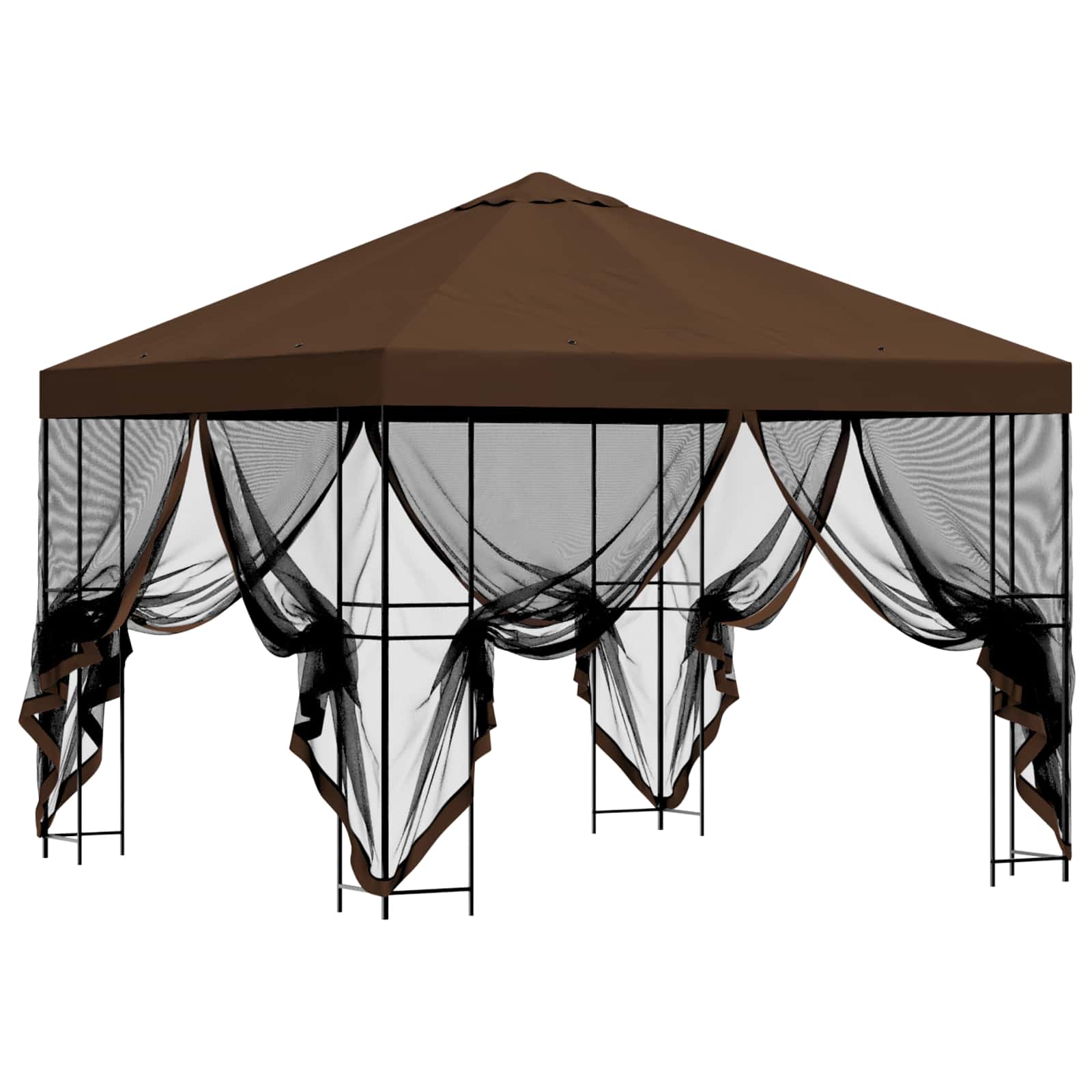 Garten Pavillon mit Seitenwänden 3 x 3 m Braun