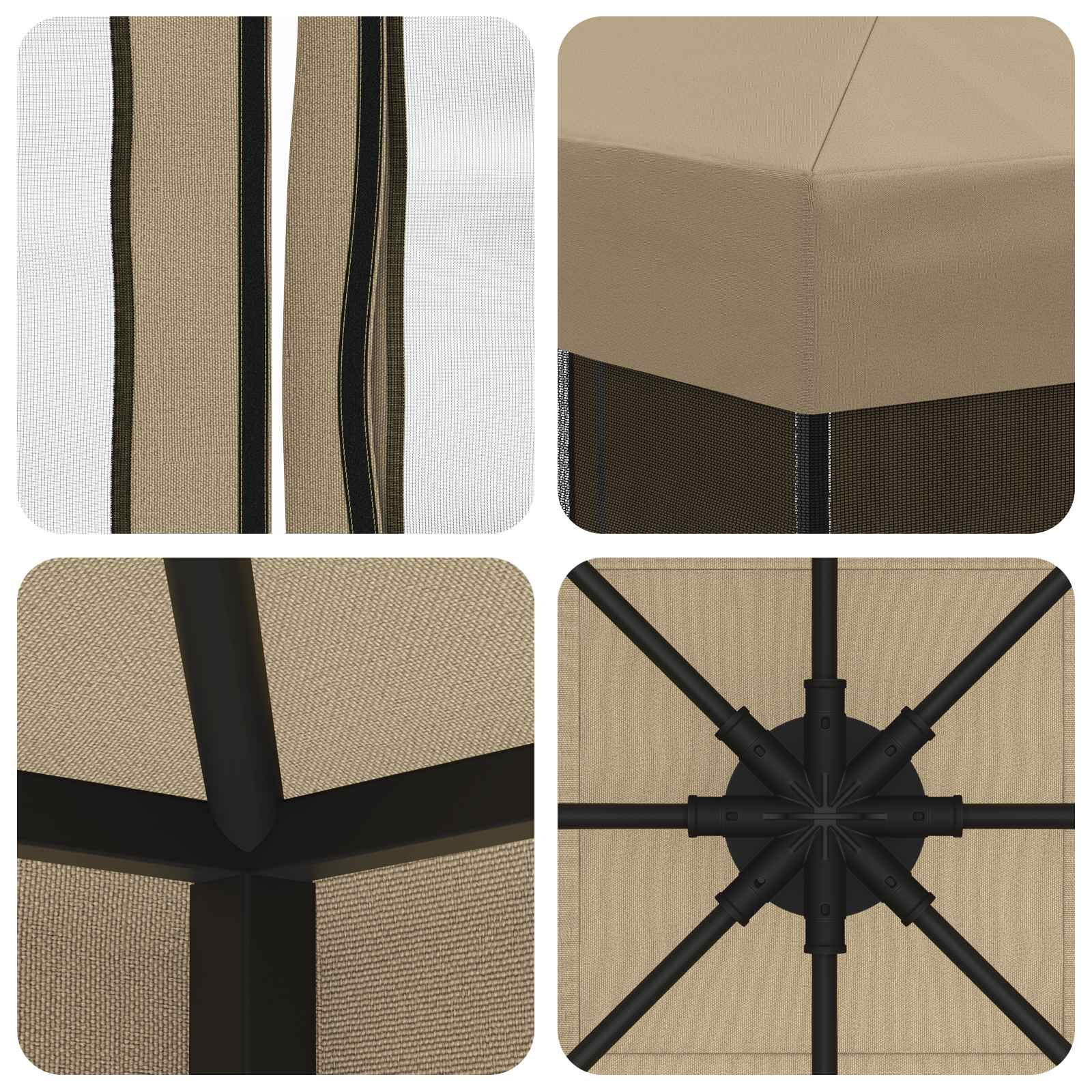 Garten Pavillon mit Seitenwänden 3 x 3 m Beige