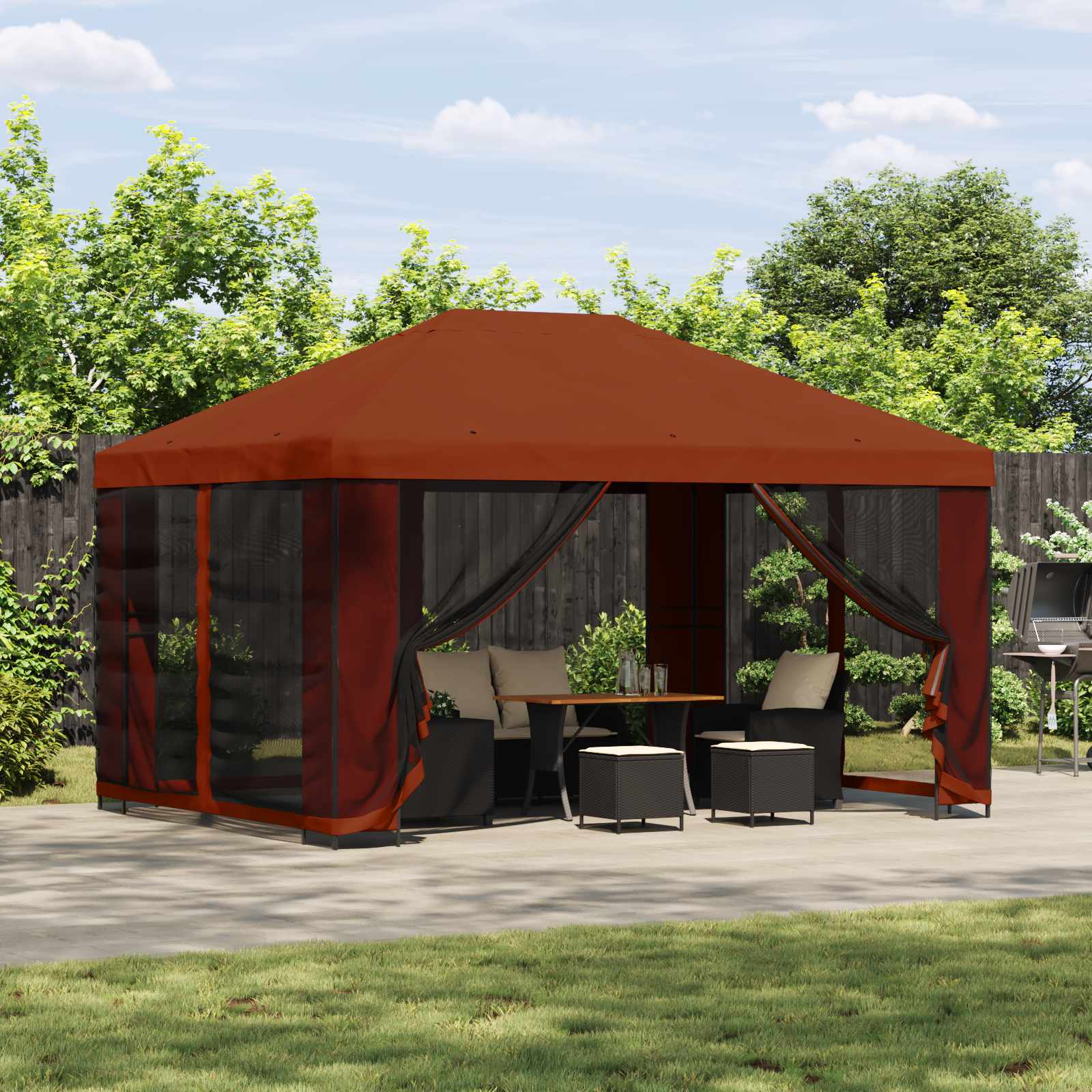 Pavillon 4 x 3 m Terrakotta Polyester und Stahl 190 gsm