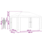 Pavillon 4 x 3 m Blau Polyester und Stahl 190 gsm