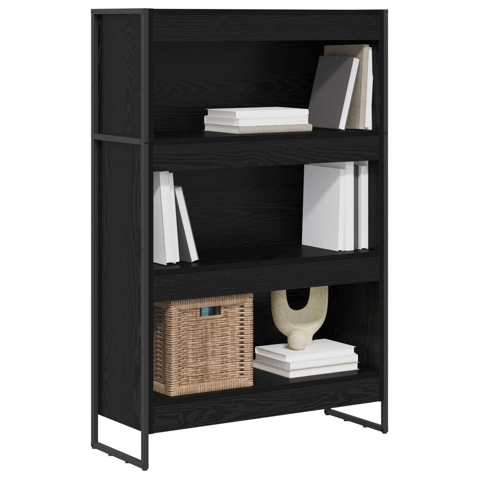 Bücherregal Schwarz Eichen-Optik 80 x 30 x 121 cm Holzwerkstoff