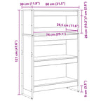 Bücherregal Kunsthandwerk Eiche 80 x 30 x 121 cm Holzwerkstoff